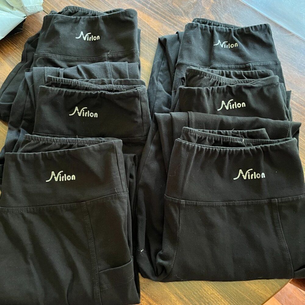 Like NEW Nirlon Black High Waisted Leggings With Large Pockets Size Larg… - Picture 14 of 14